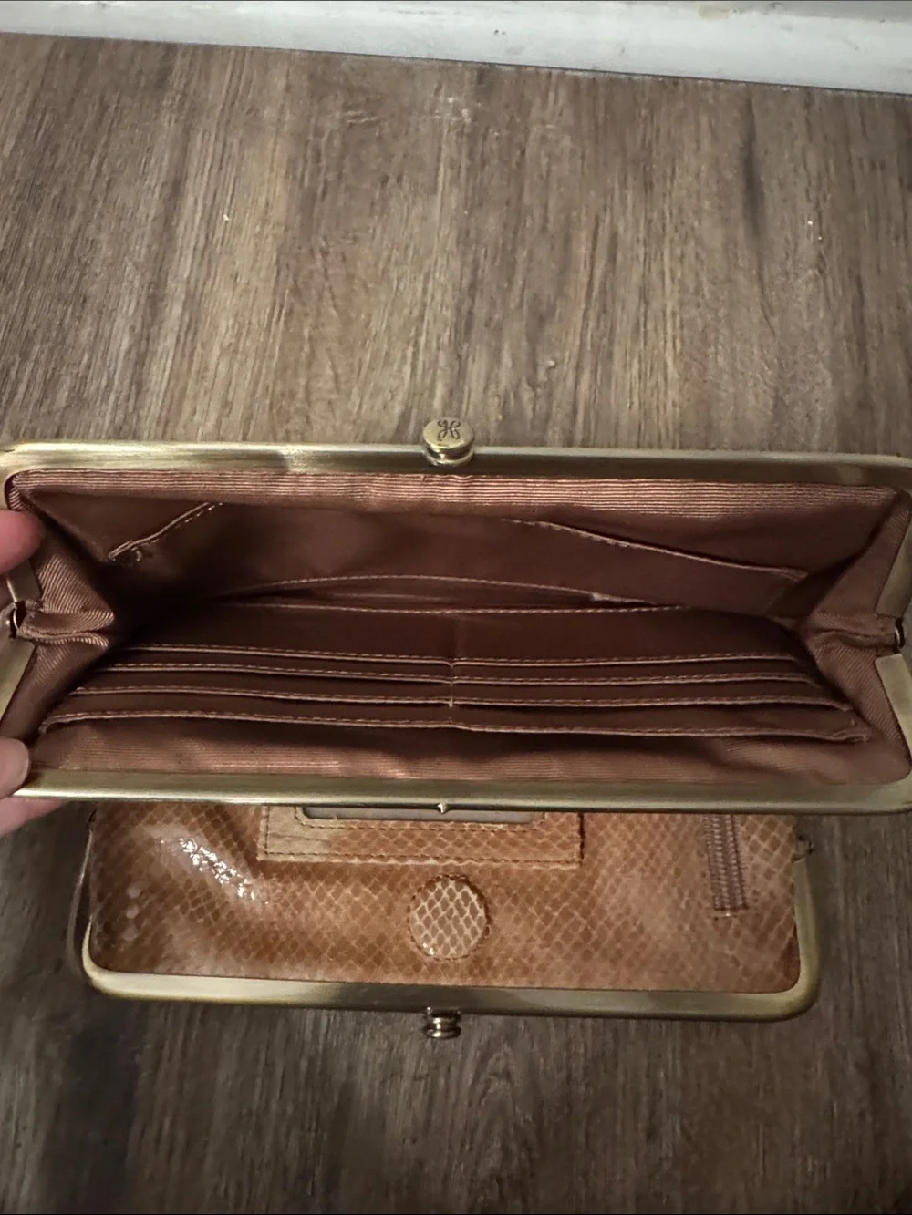 Vintage Tan Snakeskin Hobo Clutch Wallet